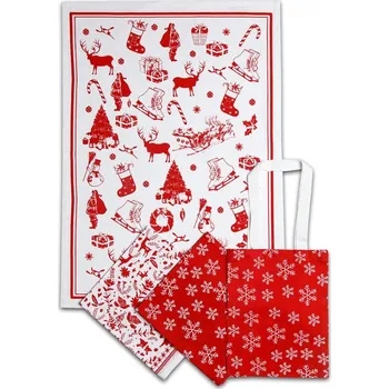Utěrka Kuchyňské utěrky v plátěné tašce 3ks - Vánoční vzor