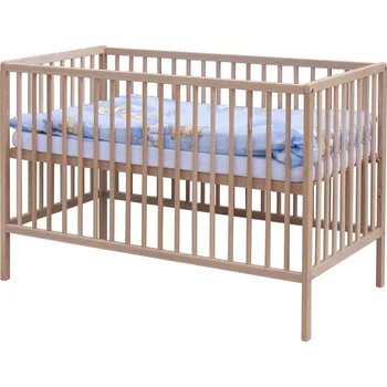 Dětská postýlka 120 x 60 cm buk přírodní s kompletní výbavou Scarlett - Mráček - modrá, vyndavací příčky