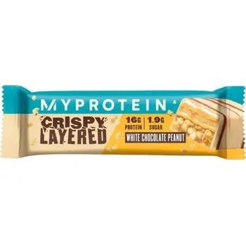 MyProtein Crispy Layered Protein bar - 58 g Příchuť: White Chocolate - Peanut