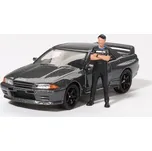 Nissan Skyline GT-R ( R3 2) Gunmetal W/Matsuda 1:64 - MiniGT Nissan Skyline + figurka - kovový model auta