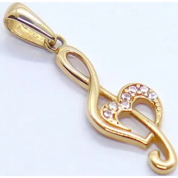 Přívěsek Klenoty Budín Dámský zlatý přívěsek z růžového zlata se zirkony houslový klíč 585/0,60gr HK3255 (Klenoty Budín Dámský zlatý přívěsek z růžového zlata se zirkony houslový klíč 585/0,60gr HK3255)