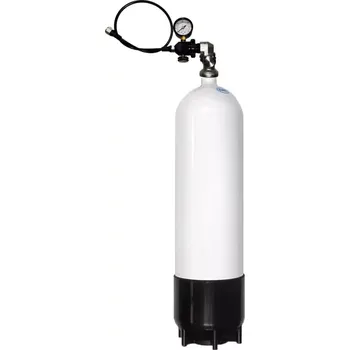 Potápěčské vybavení Aqua.Pro Ocelová láhev 8l 300 Bar s ventilem 300 Bar + botka + přepouštěcí hadice s manometrem a odvzdušňovačem