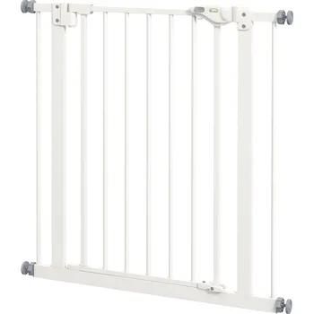 Dětská zábrana Bezpečnostní branka PawHut pro psy, zábrana, bezpečnostní branka pro domácí zvířata, kovová, plastová, 74-80 cm, bílá