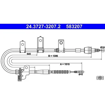 Brzdový systém Tažné lanko, parkovací brzda ATE 24.3727-3207.2