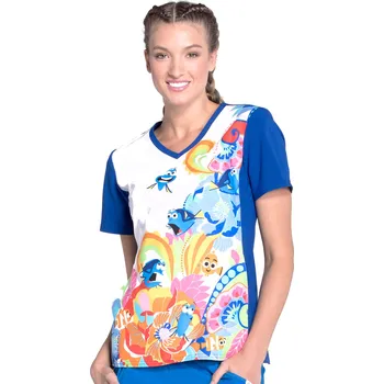 Dámská halenka Tooniforms Zdravotnická halena Disney s mořským potiskem Nema a Dory TF627 FNWH Velikost: S