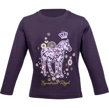 Jezdecké oblečení HKM Lola triko s dlouhým rukávem dětské tm. fialové 134/140 - doprava zdarma od 2 000 Kč