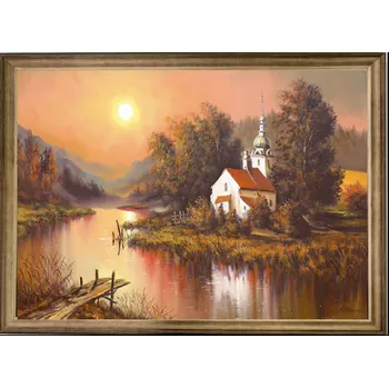 Obraz Bondecor Obraz "Kopce" - v dřevěném frézovaném rámu, 100x60cm