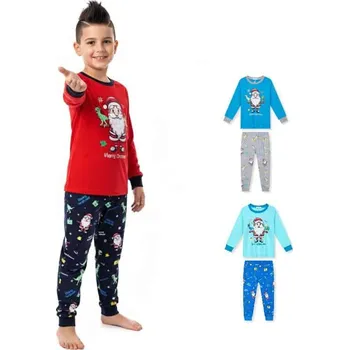 Chlapecké pyžamo KUGO Dětské vánoční pyžamo se svítícím obrázkem – 100% bavlna, náplety na rukávech a nohavicích MP3836 Červená 98