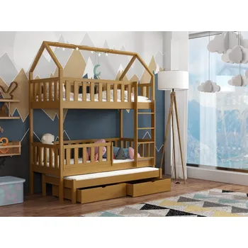 Dětská postel Patrová postel pro tři Otis Barva dřeva: Dub, Rozměry: 90x200
