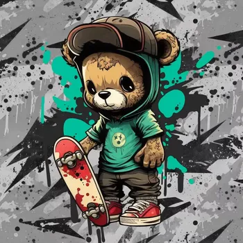 Teplákovina Pouliční válečník méďa, panel XL (E) (Panely a ladící metráž)