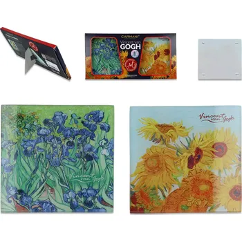 Carmani® Carmani - Skleněné prostírání pod hrnek V. van Gogh v dárkovém balení 2 ks - 10,5*10,5 cm