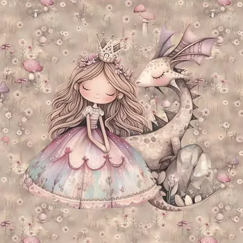 Teplákovina Princezna a drak, panel (E) (Panely a ladící metráž)