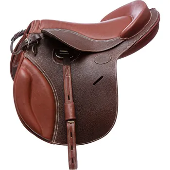 Jezdecké sedlo Skokové sedlo Guy Cantin Jumping kožené hnědé 16,5