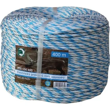 Ohradník Vodivý provaz, lano pro ohradník 6mm bílomodrý, 400m - doprava zdarma od 2 000 Kč