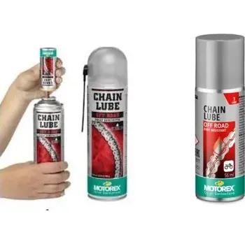 a Nelepivé bezbarvé mazivo na řetězy a bovdeny, testované na X-kroužky a O-kroužky, určené pro motokros, enduro a do terénu MOTOREX CHAIN LUBE OFF ROAD balení 56 ml (mazivo na řetězy / plnící mini sprej, oleje, maziva pro motocykly)