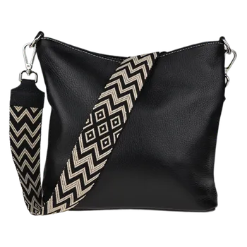 Kabelka NovaKabelka.cz Kožená italská crossbody kabelka Amalia Nera Filati Bianca III