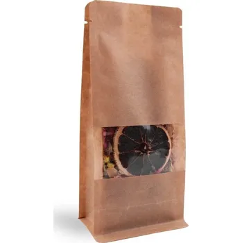 Sáček na potraviny Vrecko s plochým dnom a oknom | papier hnedý - 250 g