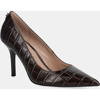 Dámské lodičky Kožené lodičky Guess PRINDY hnědá barva, FLFPRN LEP08 FLFPRN.LEP08.BROWN 89X, EUR 37