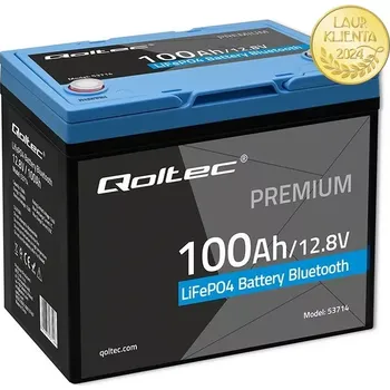 Trakční baterie *Qoltec 53714 LiFePO4 lithiová železná fosfátová baterie | 12,8V | 100Ah | 1280 Wh | Bluetooth | BMS (Baterie Qoltec 100Ah LiFePO4 je spolehlivým zdrojem energie pro vaše energetické potřeby. Bezúdržbový, ekologický a zcela bezpečný výrobek. Určeno pro)