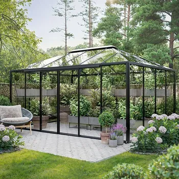 Skleník Zahradní skleník ARKEN Atrium 3,8 x 3,1 m, sklo 4 mm