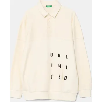 Chlapecká mikina Dětská mikina United Colors of Benetton béžová barva, s potiskem, 3WNCC301O 3WNCC301O.G.Seasonal 01X, vel. 140