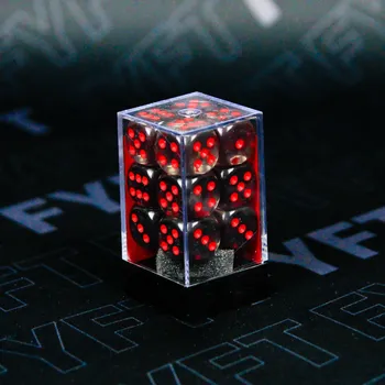 Příslušenství k deskovým hrám Sada 12 kostek D6 - Smoke / Red (Chessex)