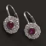 Goldpoint Stříbrné náušnice červenobílá kytička Varianta: stříbrné náušnice