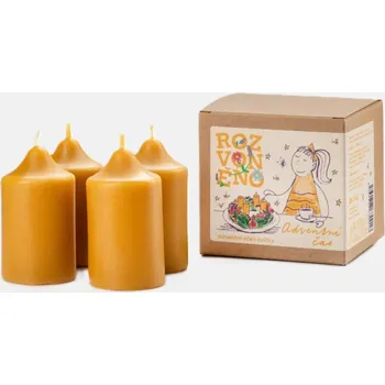Svíčka Rozvoněno Adventní čas sada včelích adventních svíček 4 ks