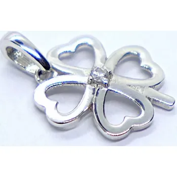 Přívěsek Klenoty Budín Dámský zlatý přívěsek z bílého zlata se zirkonem čtyřlístek pro štěstí 585/0,60gr HK3241 (Klenoty Budín Dámský zlatý přívěsek z bílého zlata se zirkonem čtyřlístek pro štěstí 585/0,60gr HK3241)