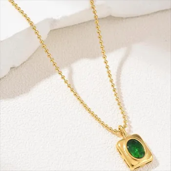 Náhrdelník IZMAEL Náhrdelník MD 38974 Zlatá/Zelená KP38974