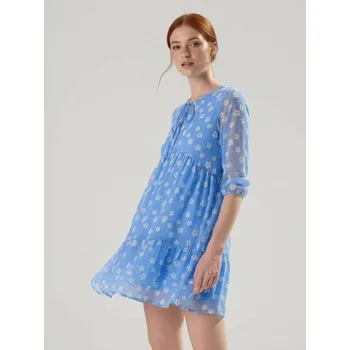 Dámské šaty Sinsay - Květinové mini šaty - modrá - 5850J-05X - 5850J-05X-XS