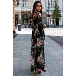 Maxi šaty se vzorem květin, vyrobeno v EU - M Velikost: M, Barva (potisk): Černá