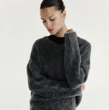 Dámský svetr Reserved - Svetr ze směsi vlny a mohéru - tmavě šedá - 277HI-90M - 277HI-90M-XL