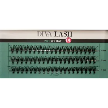 Umělé řasy Diva LASHES 20D TRSY EXTRA VOLUME D 0,07 Zakřivení: D, Síla řas: 0,07, Délka řas: 11 mm