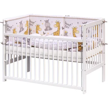 Dětská postýlka Dětská postýlka 120 x 60 cm buk bílá s kompletní výbavou Scarlett Nebula - béžová, stahovací bok