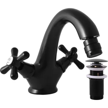 Vodovodní baterie MORAVA RETRO - Bidetová baterie s výpustí, Černá matná MK143.0CMAT, RAV Slezák Barva: Černá matná, Rozměr: 1/2"