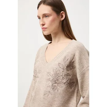 Dámský svetr Svetr z vlněné směsi Medicine dámský, béžová barva RW25-SWDB04 08M, vel. M