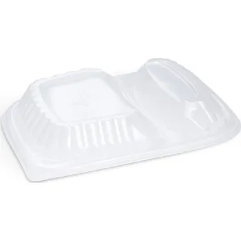 Jednorázové nádobí Víčko (PP) ECONOMY průhledné pro 2dílné menu mísu do mikrovlnky 24 x 21 x 3 cm / 78302