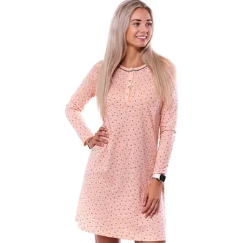 Dámské noční prádlo Meruňková noční košilka pro ženy či dívky srdíčkový celovzor 1C3703 oranžová l