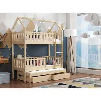 Dětská postel Patrová postel pro tři Otis Barva dřeva: Borovice přírodní, Rozměry: 80x180