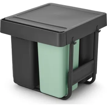 Odpadkový koš Vestavný odpadkový koš SORT & GO 2x 10 l + 1x 20 l, tmavě šedá / nefritově zelená, plast, Brabantia