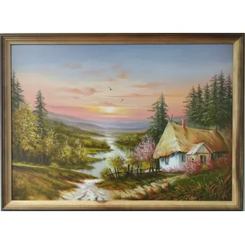 Obraz Bondecor Obraz "Údolí" - v dřevěném frézovaném rámu, 70x50cm