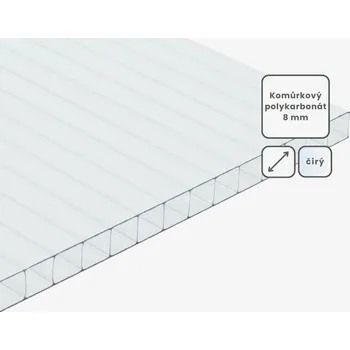Polykarbonátová deska Komůrkový polykarbonát tl.8mm čirá Rozměr desky: 2100x2000mm
