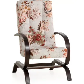 Křeslo Křeslo Lux květy, béžová - růže / ořech (3995/105)