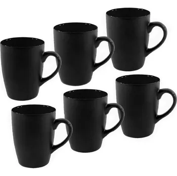 HIT Sada hrnků na kávu i čaj porcelán 6 ks 340 ml černá HT-24304413