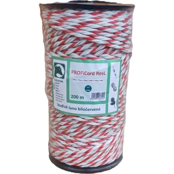 Ohradník Vodivé lano pro ohradník PROFICord ResL 6mm bíločervené 200m - doprava zdarma od 2 000 Kč