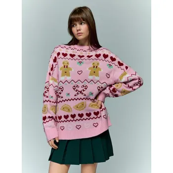 Dámský svetr Vánoční svetr - XS/S - House - pastelově růžová - 232GH-03X