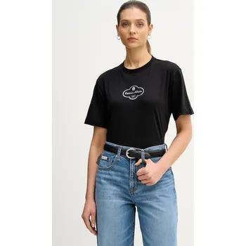 Dámské tričko Bavlněné tričko Calvin Klein Jeans dámské, černá barva, LV047E811G 99X, vel. XL