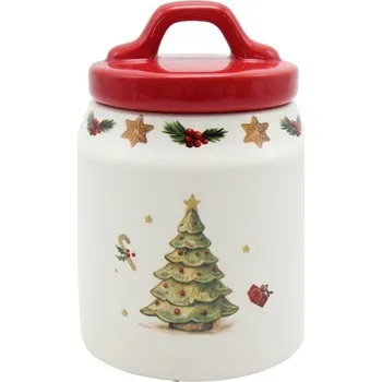 Dóza na potraviny Keramická dóza se stromkem a víčkem Chrissie - Ø 10*14 cm / 0,5L