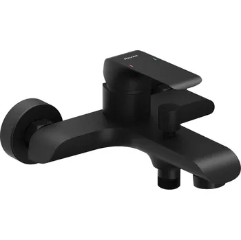 Vodovodní baterie RAVAK Baterie Ravak Flat vanová nástěnná baterie, bez sprchového setu, černá, X070175 X070175